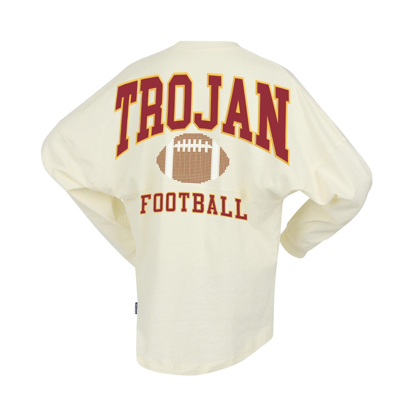 USC Trojans Unisex Cream Football Sparkle Crew Neck Spirit Jersey
